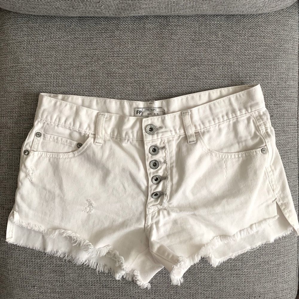 Free People White Cut Off Shorts